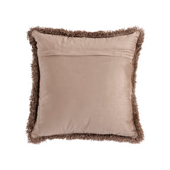 Nous Taupe velvet cushion with fringes square S