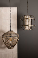 October Cream metal hanging lamp with beads round