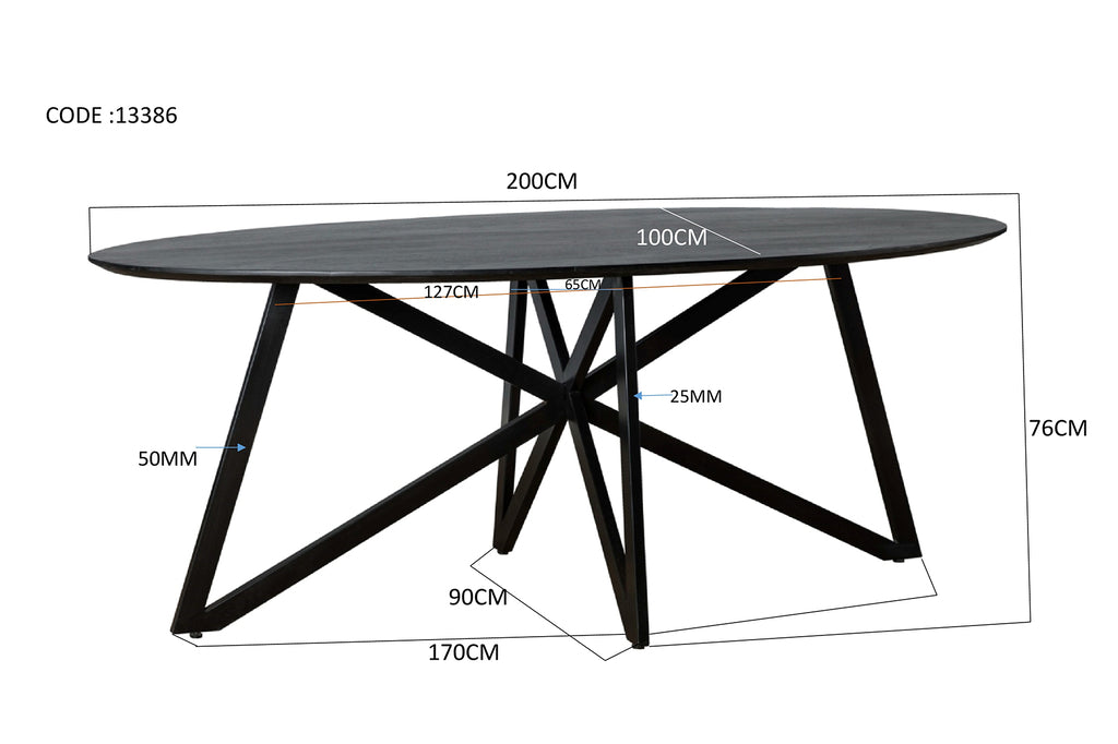 Oslo Black Acasia Web Leg 200cm