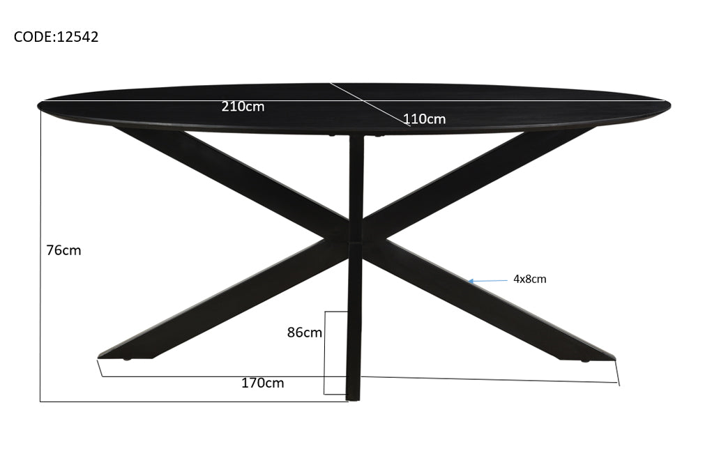 Oslo Black Oval 210 cm