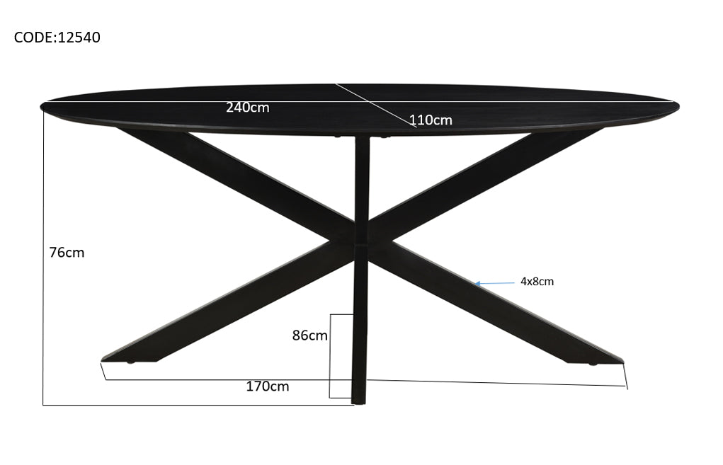 Oslo Black Oval 240 cm