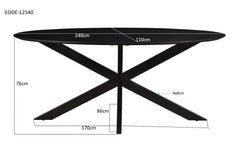 Oslo Black Oval 240 cm