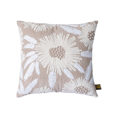 Osten Natural fabric square cushion flower