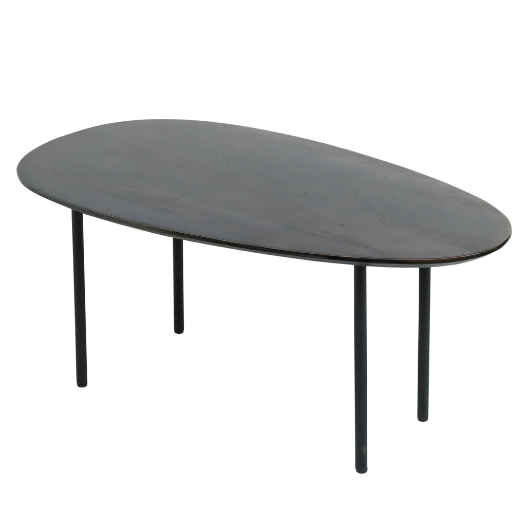 Oxil Black wood side table egg shape top SV2