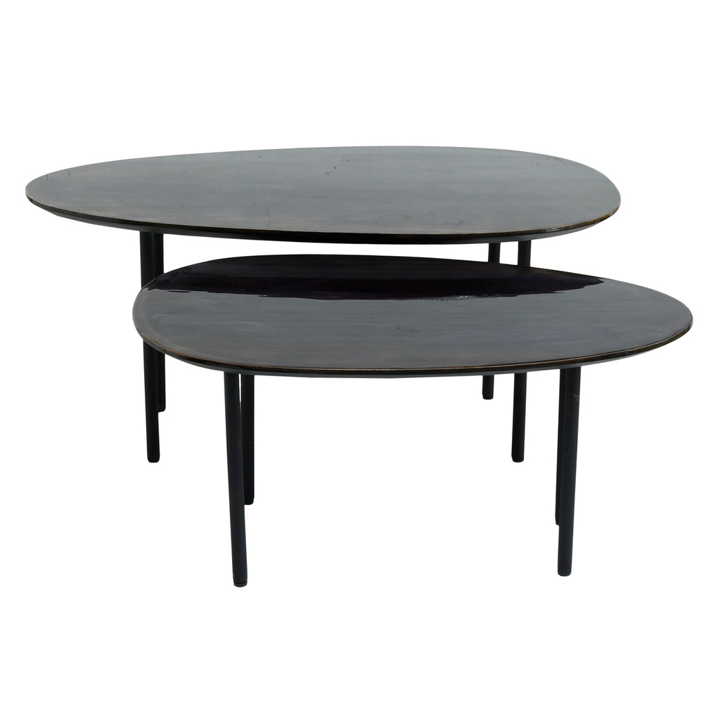 Oxil Black wood side table egg shape top SV2