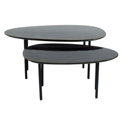 Oxil Black wood side table egg shape top SV2