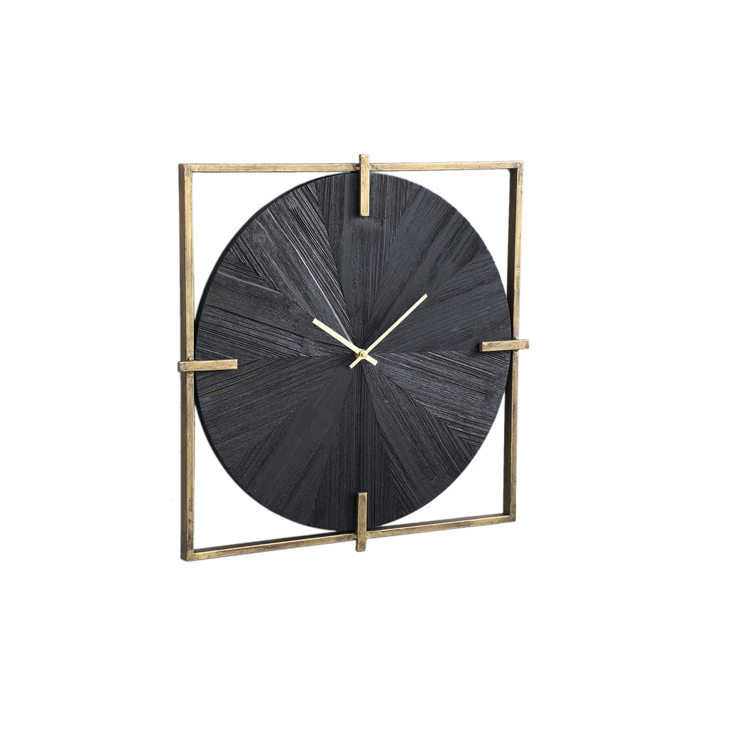 Oxxo Gold metal clock with black veneer square