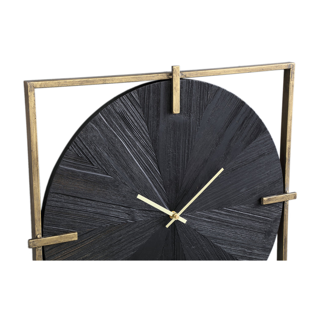 Oxxo Gold metal clock with black veneer square