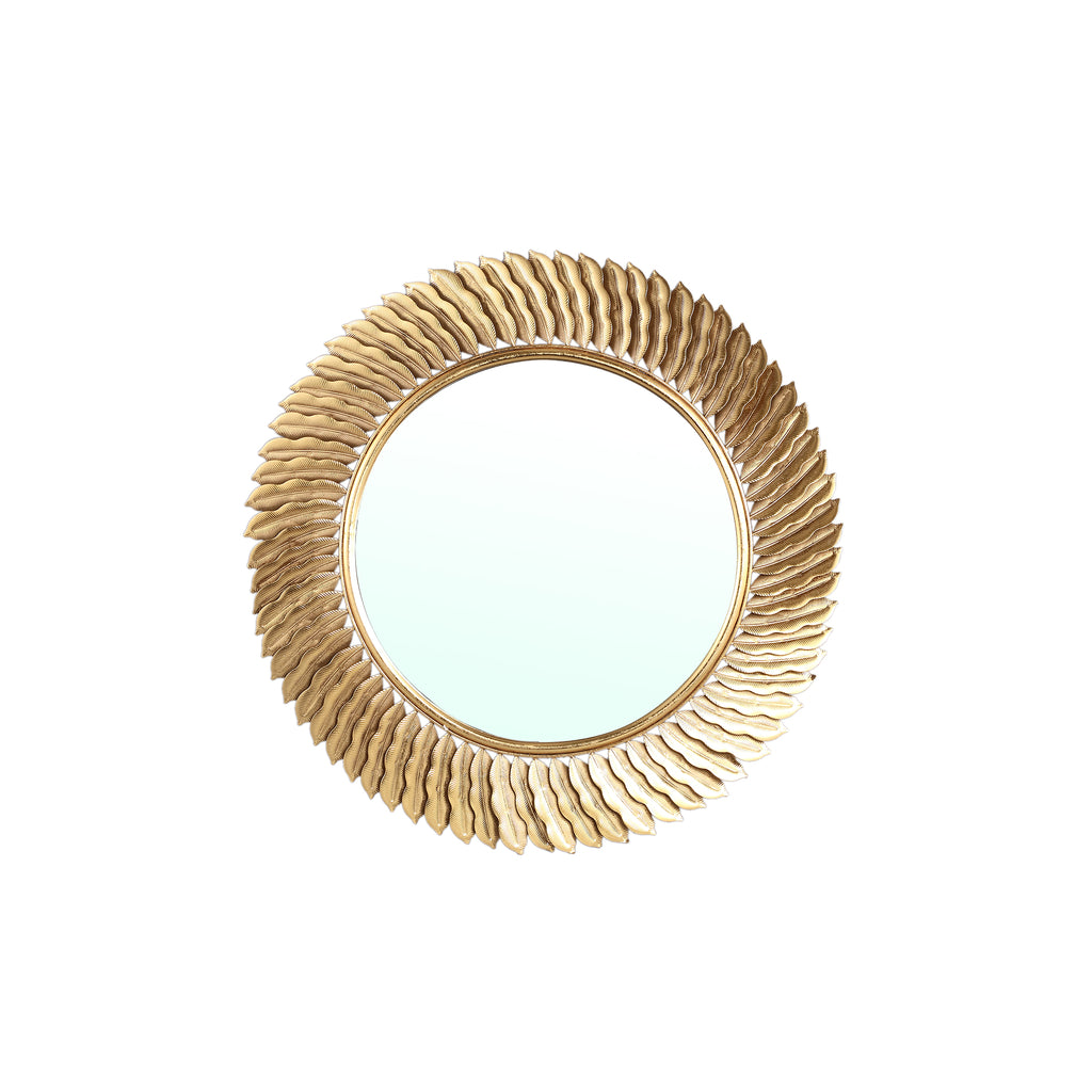 Posh Gold iron mirror leafs frame round