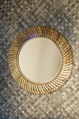 Posh Gold iron mirror leafs frame round