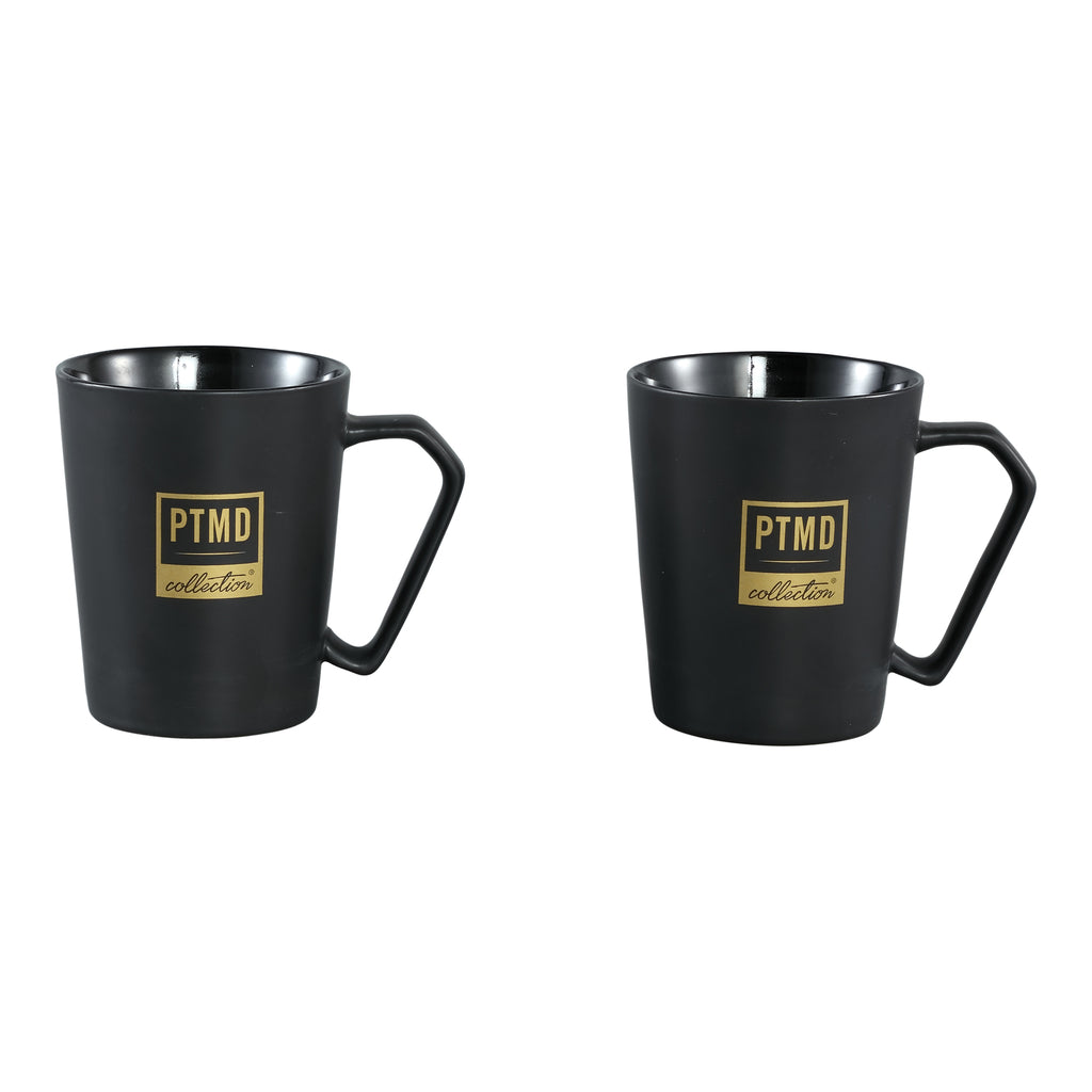 PTMD mug black ceramic gold Logo set of 2