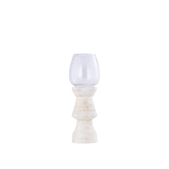 Qez Cream mango wood stormlight clear glass S