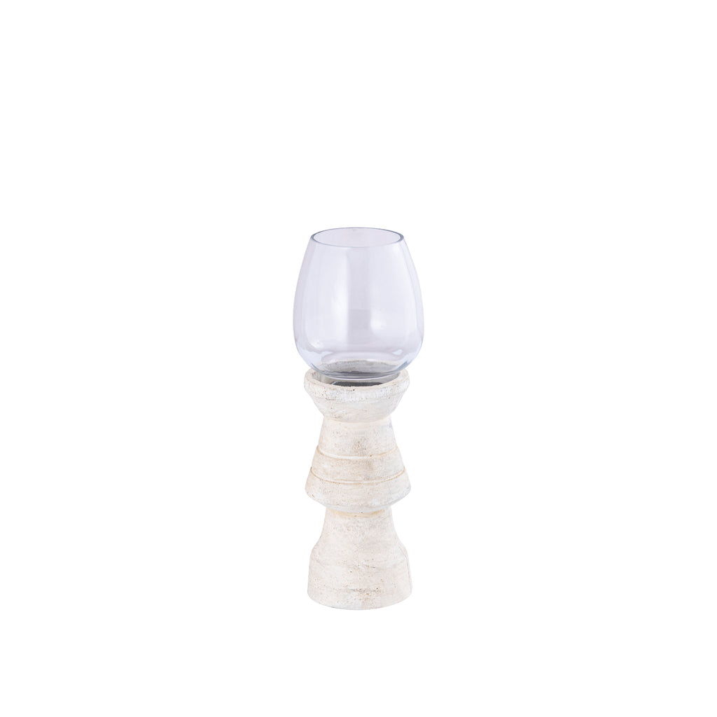 Qez Cream mango wood stormlight clear glass S