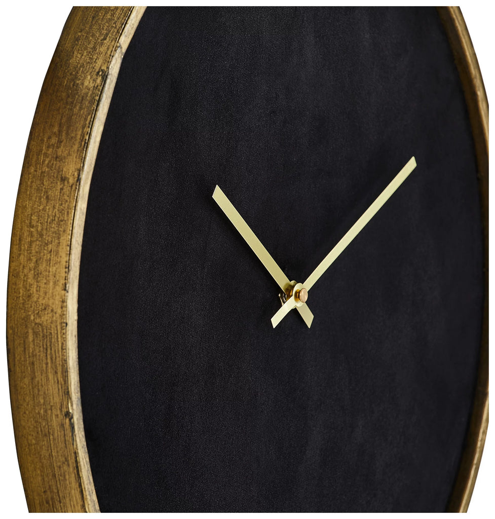 Ray Black Velvet clock with gold metal border