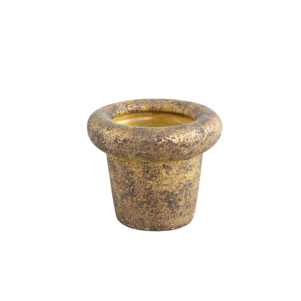 Relandi Gold cement pot cone thick border round XS