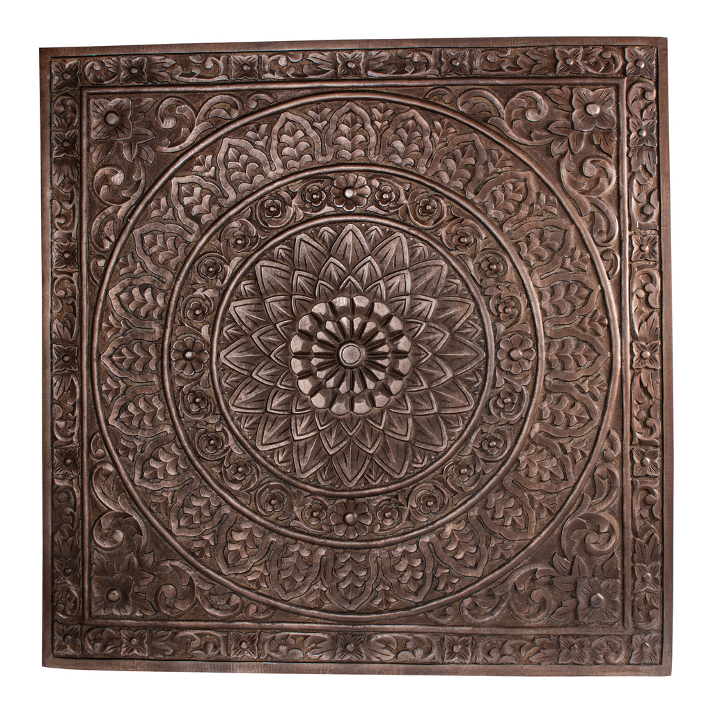 Restin Brown MDF antique carved wall panel rect