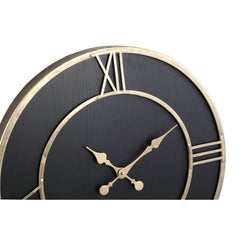 Resto Gold iron wallclock black veneer inlay round