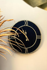 Resto Gold iron wallclock black veneer inlay round