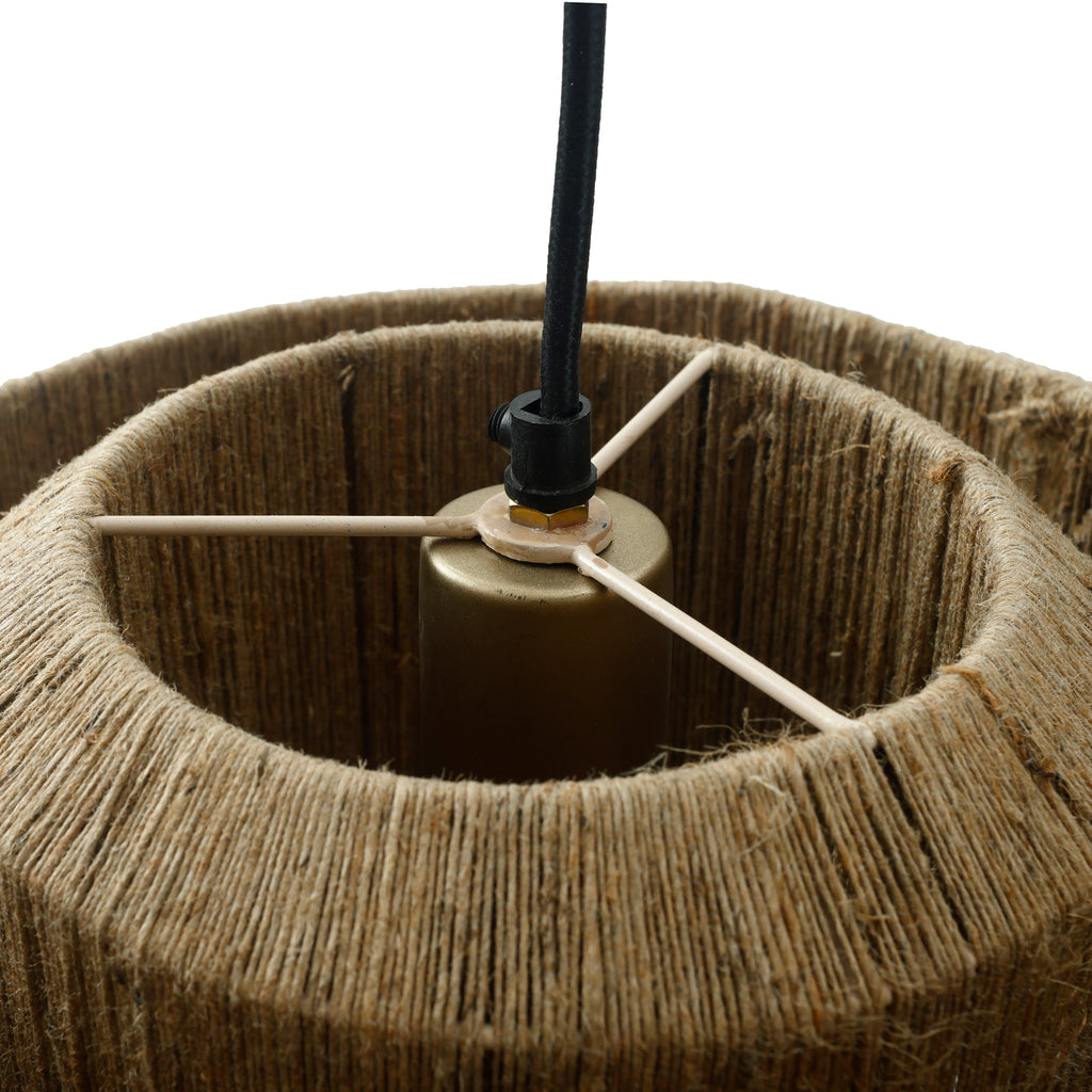 Revy Natural jute hanging lamp layered round wide