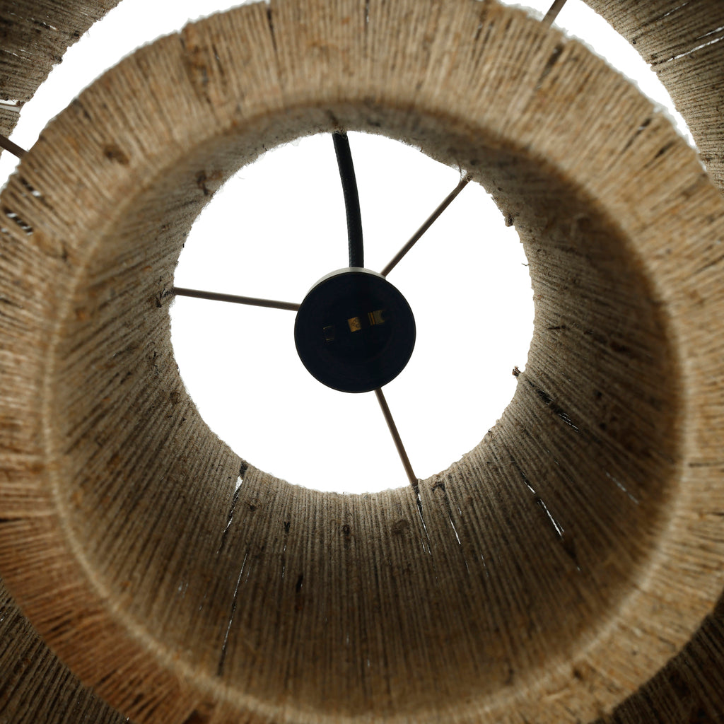 Revy Natural jute hanging lamp layered round wide