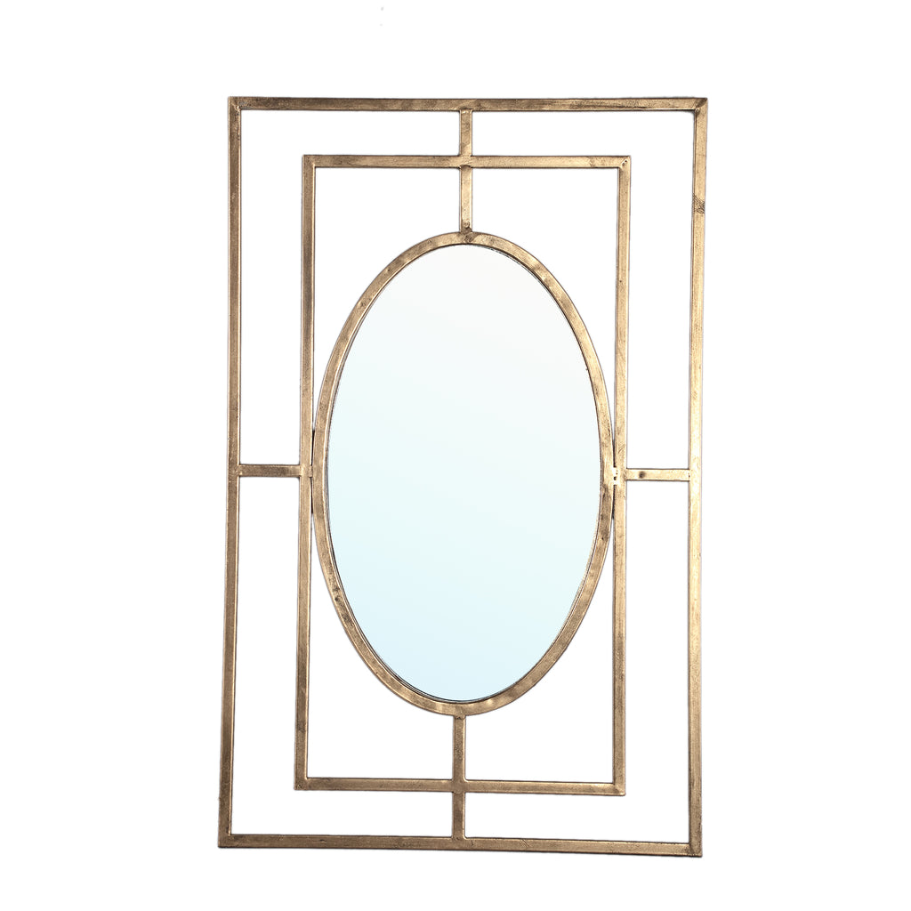 Rion Gold iron mirror rectangle open border