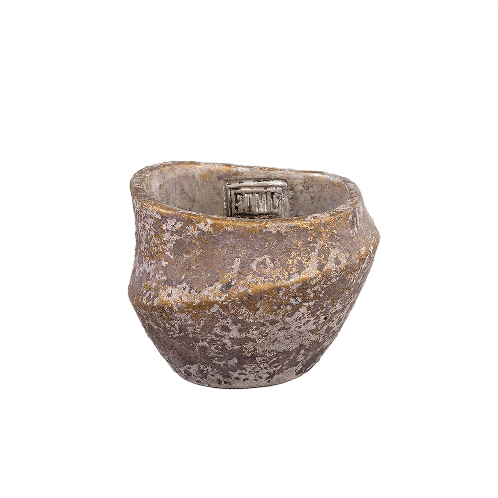 Rishell Bronze cement round pot with line XS