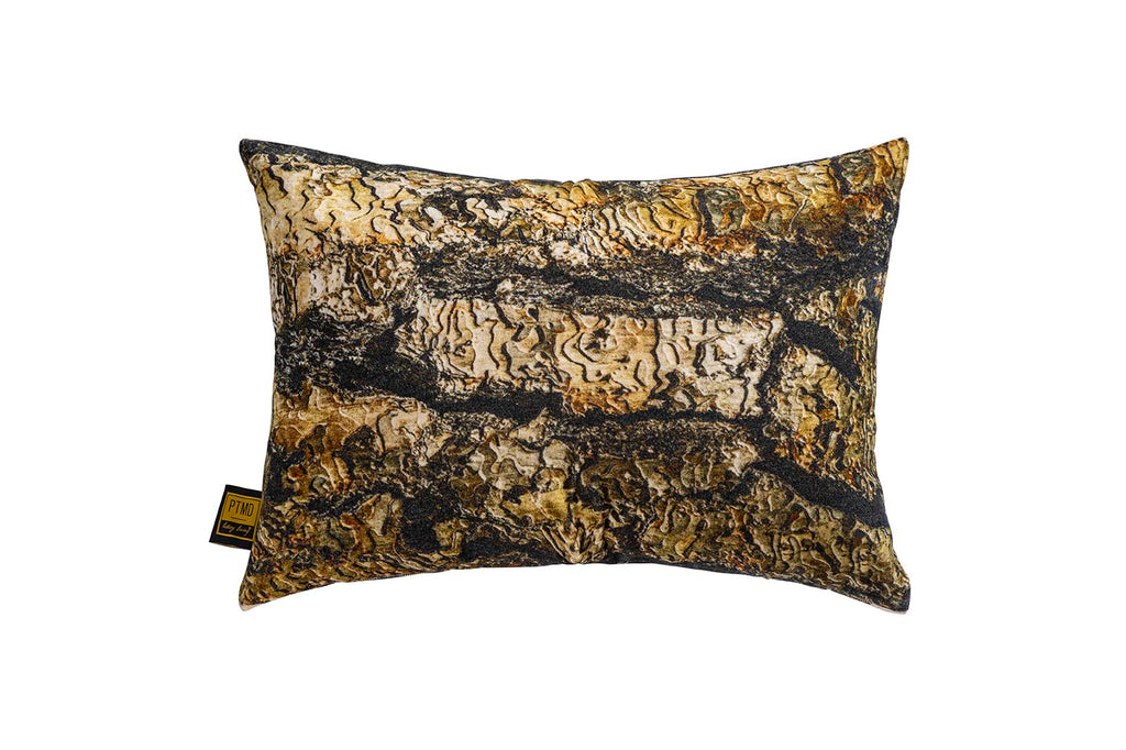 Rives Brown cotton velvet cushion bark print L