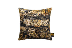 Rives Brown cotton velvet cushion bark print S