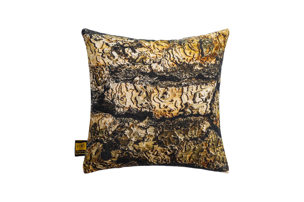 Rives Brown cotton velvet cushion bark print S