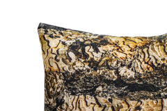 Rives Brown cotton velvet cushion bark print S