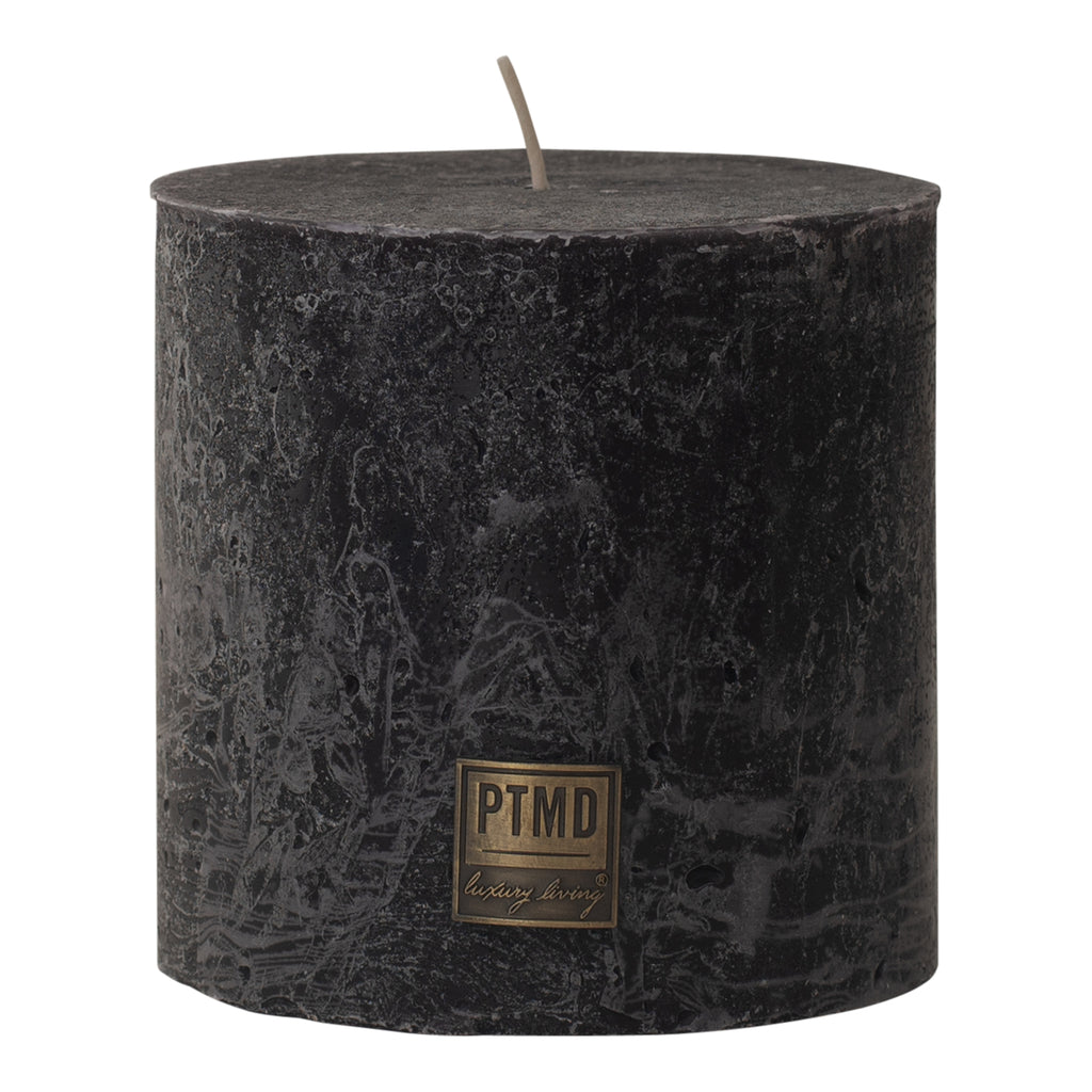 Rustic Charcoal black Block candle 10x10