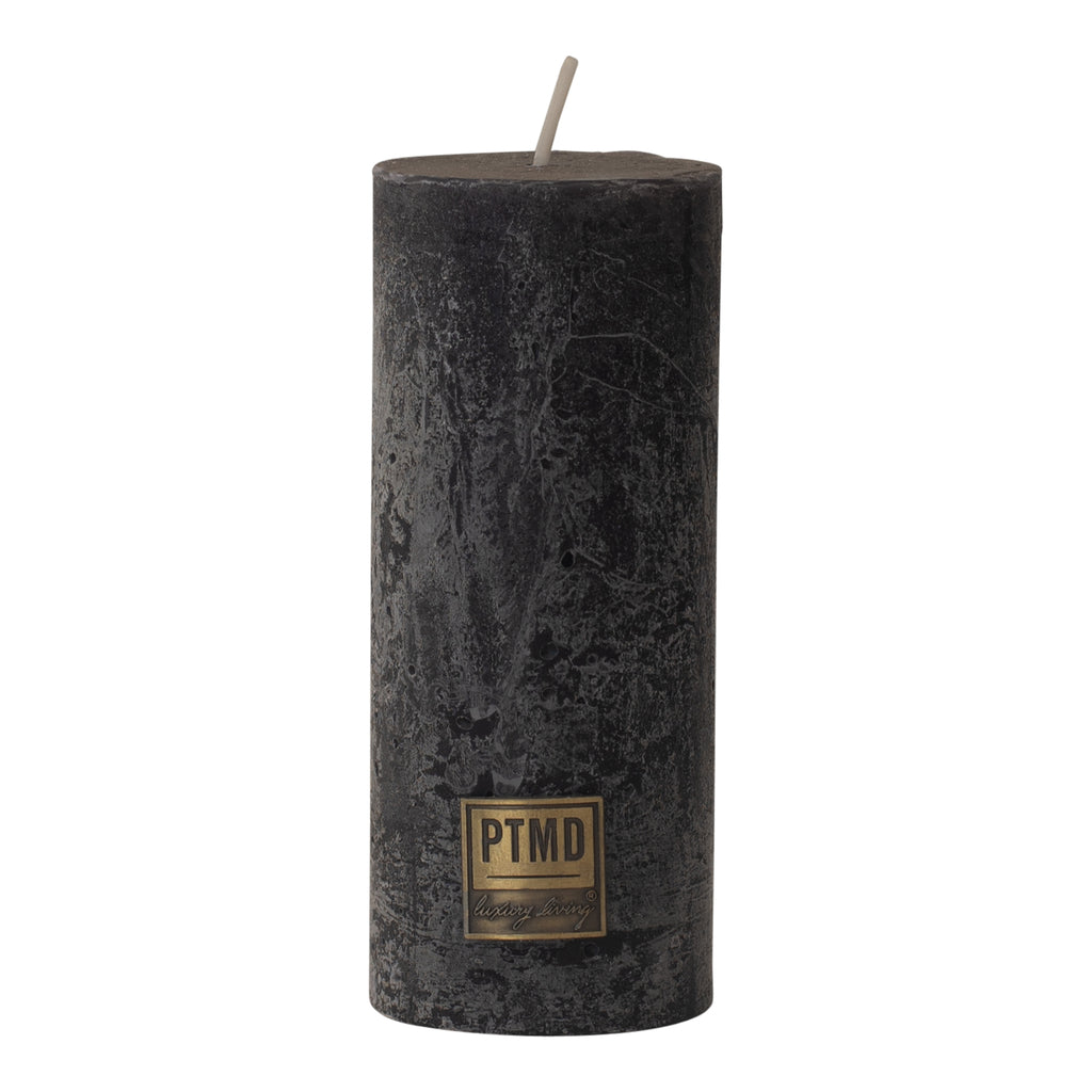 Rustic Charcoal black pillar candle 12x5