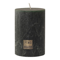 Rustic dark green pillar candle 10x7