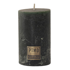 Rustic dark green pillar candle 8x5