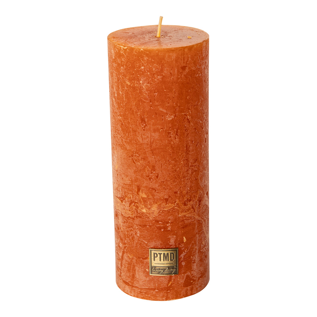 Rustic Rust Orange pillar candle 18x7