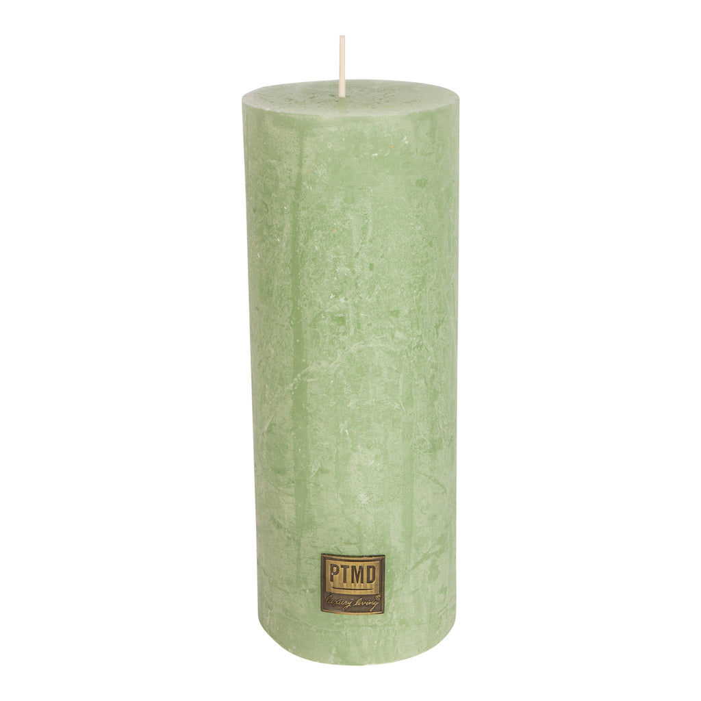 Rustic Sage Leaf pillar candle 12x5