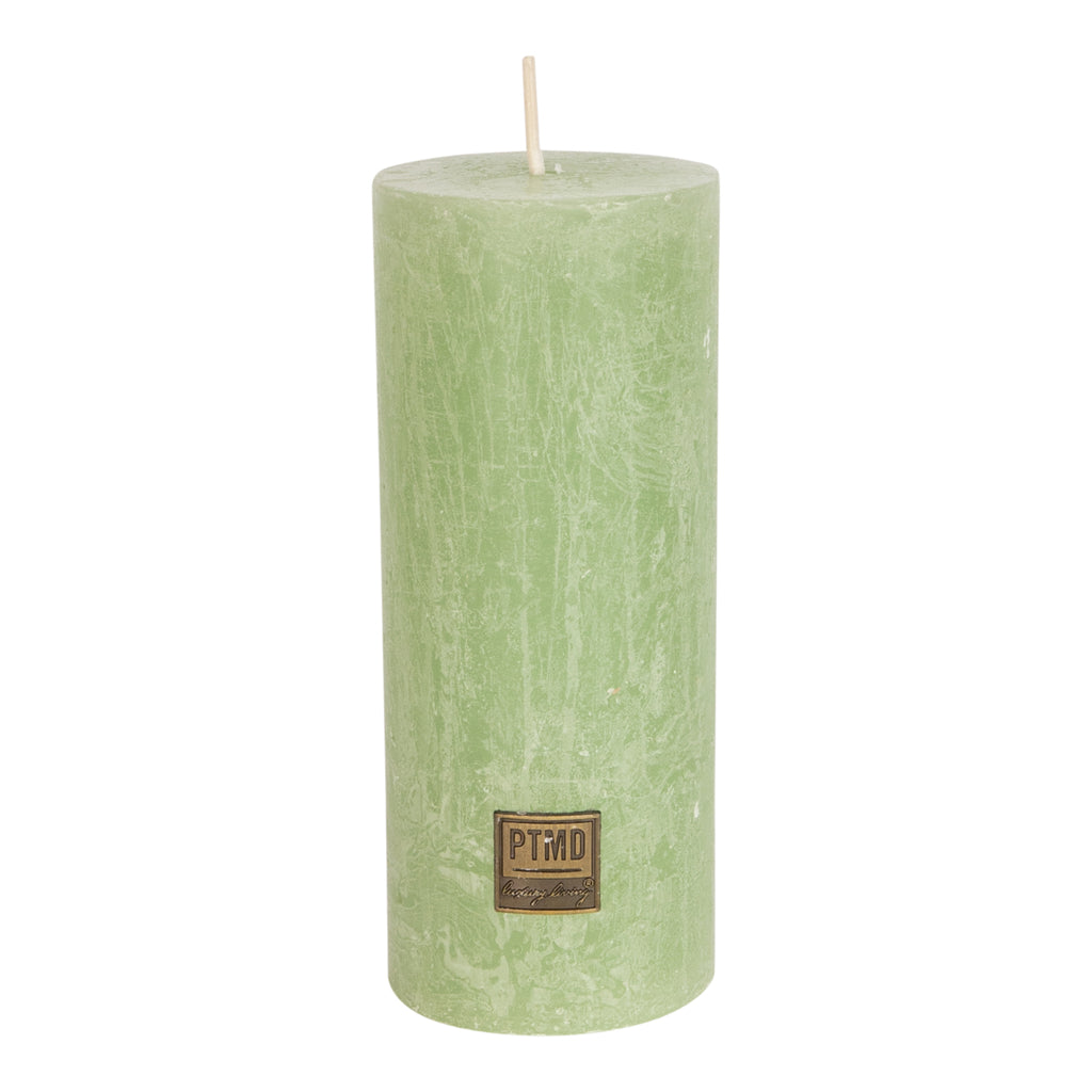 Rustic Sage Leaf pillar candle 18x7