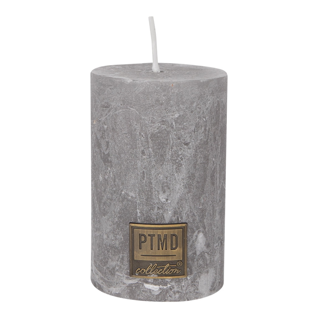 Rustic Suede grey pillar candle 8x5