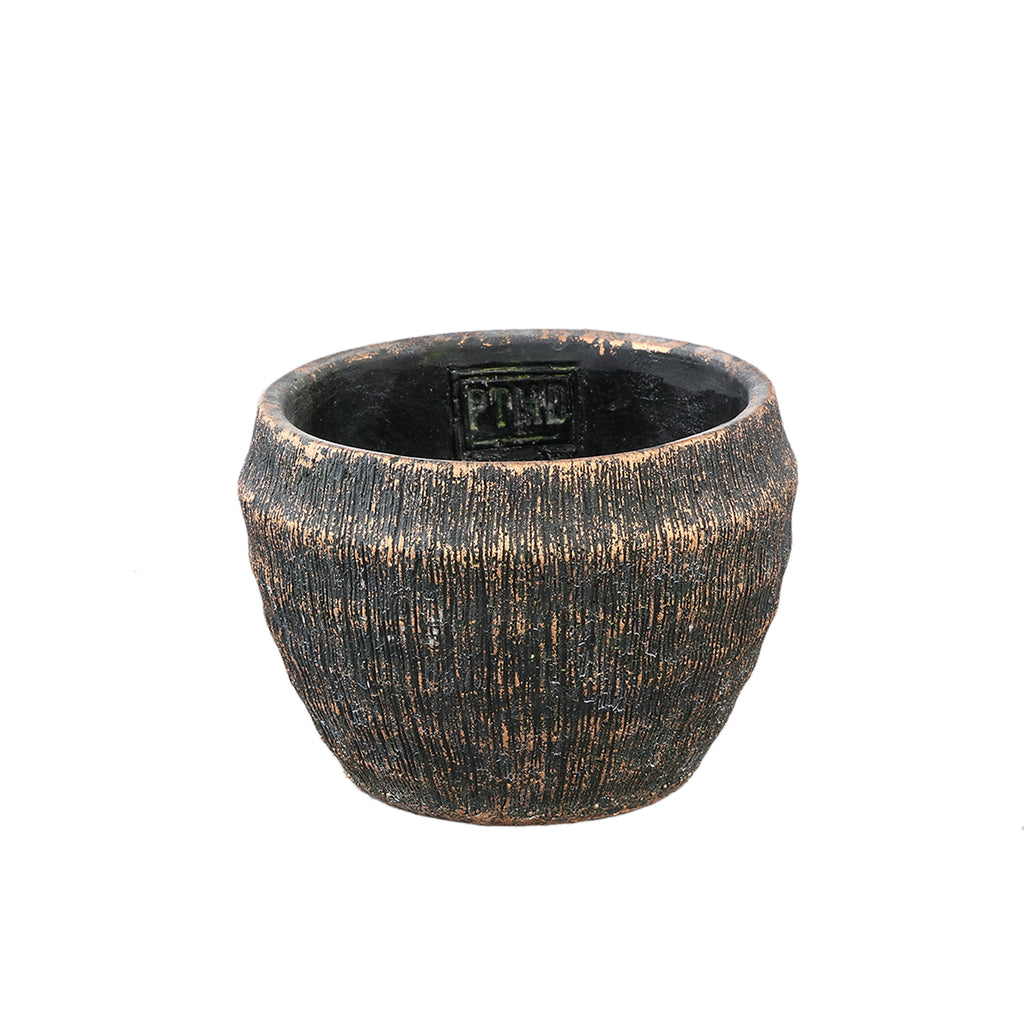 Sary Black cement pot round with gold finish S