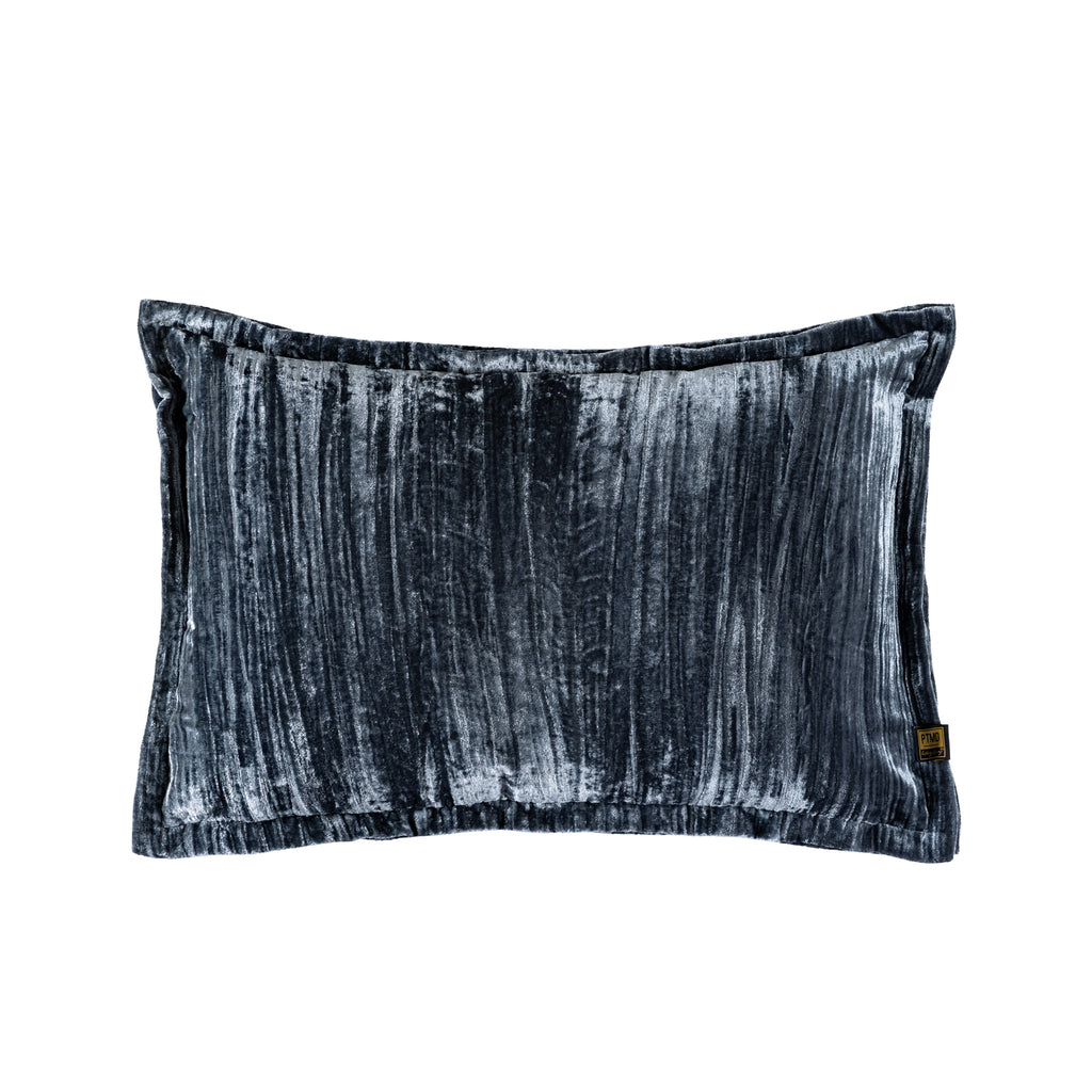 Senny Blue velvet cushion ruffle rim rectangle