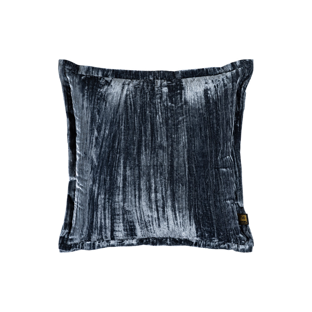 Senny Blue velvet cushion ruffle rim square S