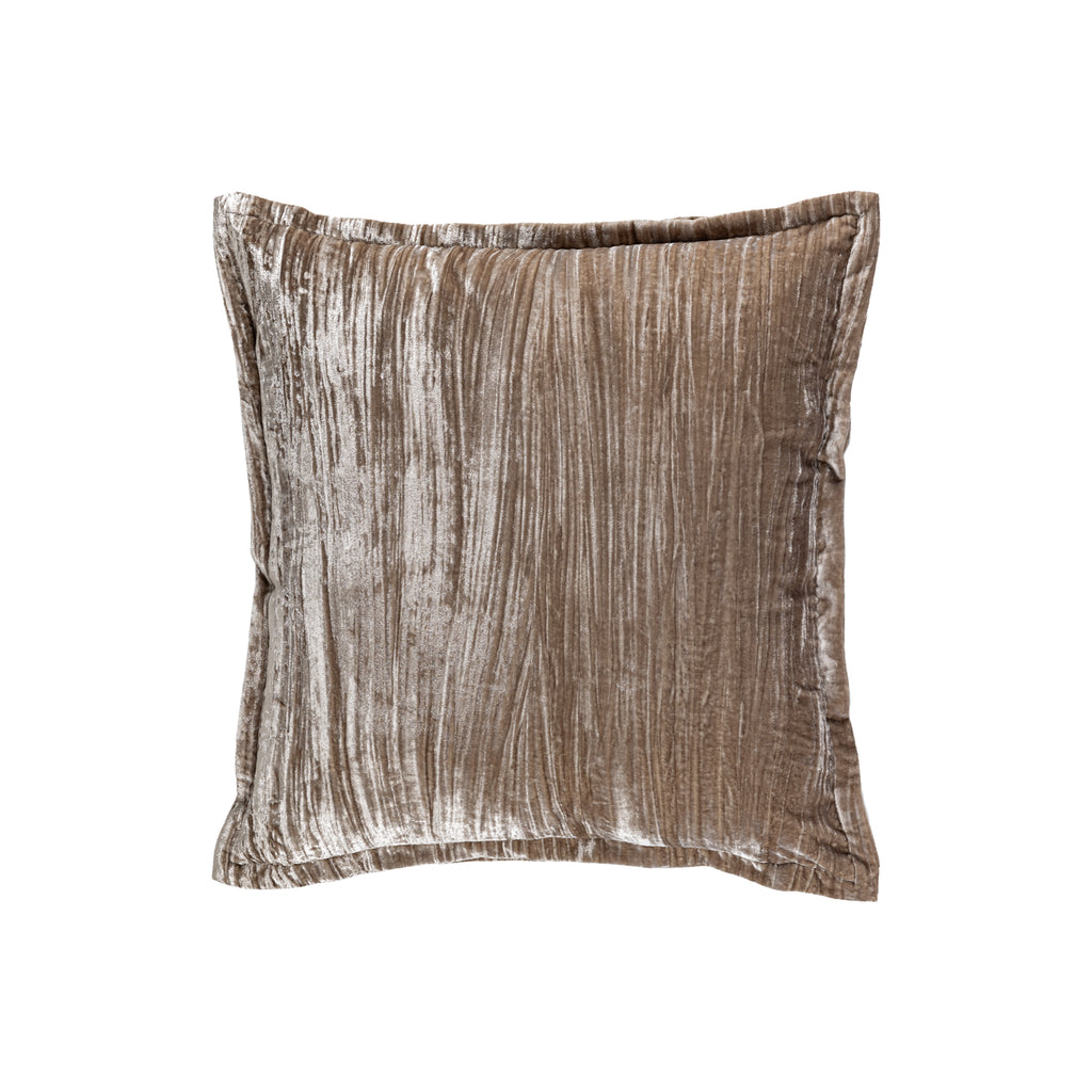 Senny Taupe velvet cushion ruffle rim square L