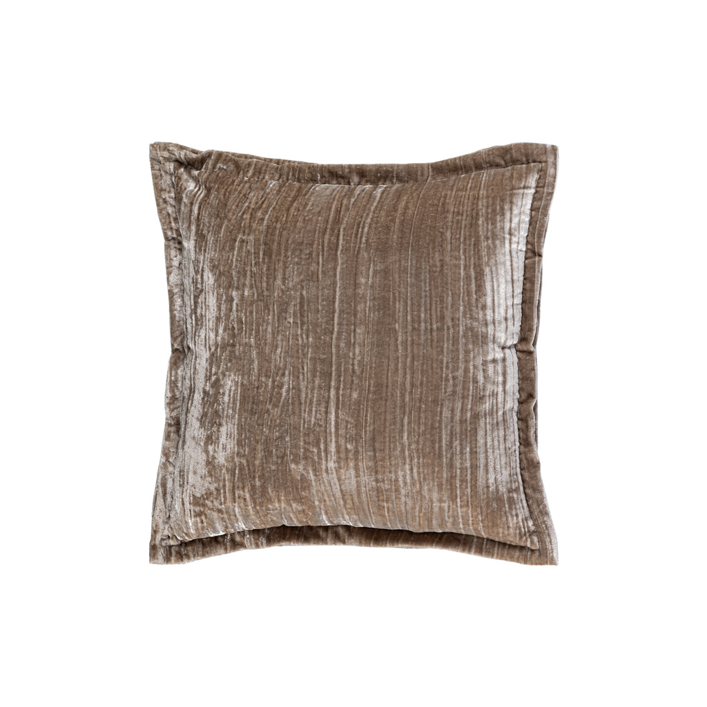 Senny Taupe velvet cushion ruffle rim square S