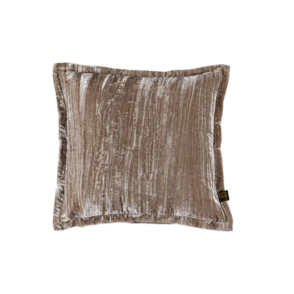 Senny Taupe velvet cushion ruffle rim square S