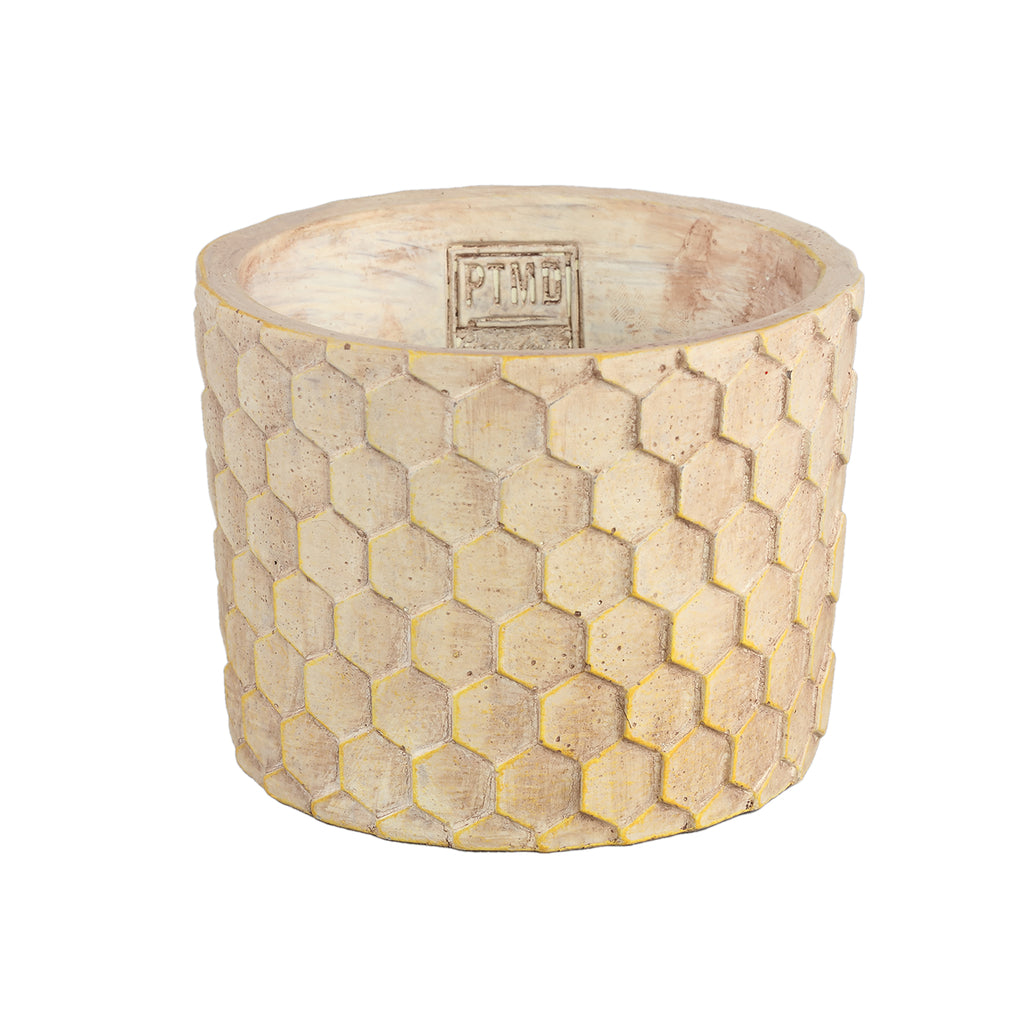 Settlers Cream cement pot round honeycomb M