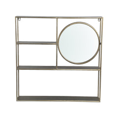 Sharina Gold iron wall rack with mirror