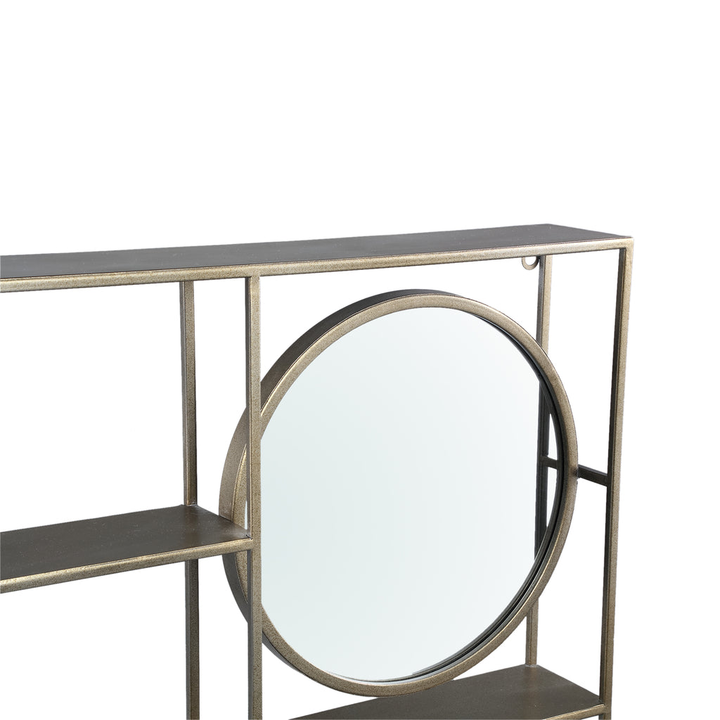 Sharina Gold iron wall rack with mirror