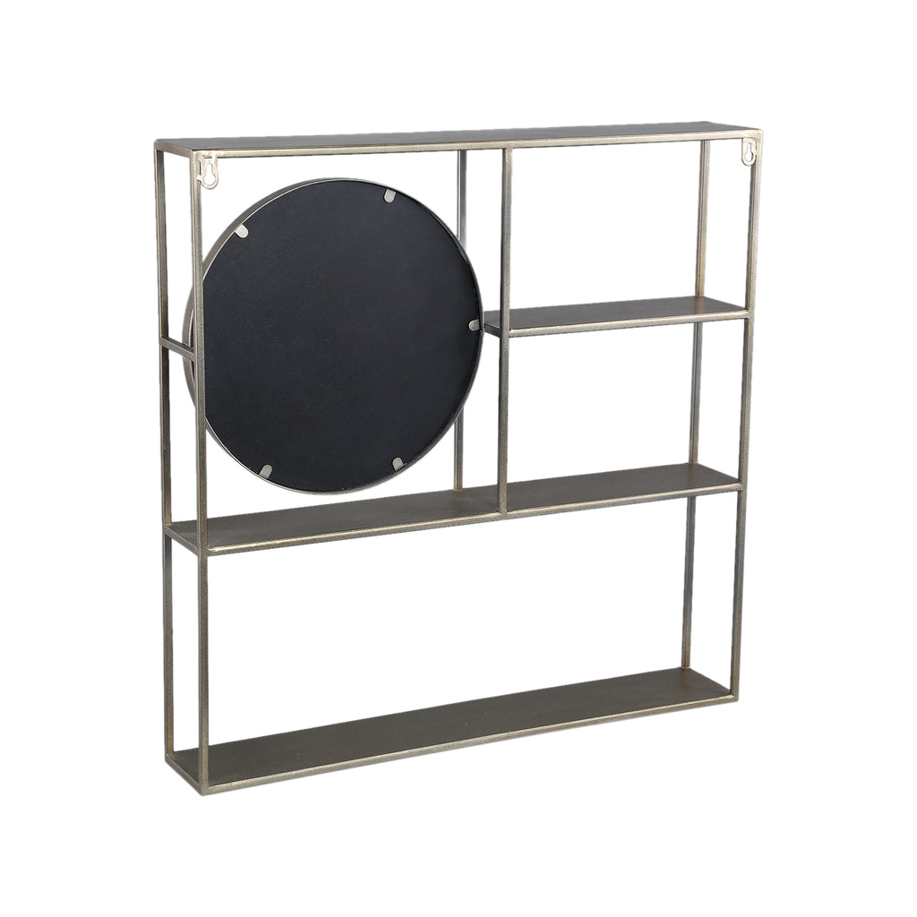 Sharina Gold iron wall rack with mirror