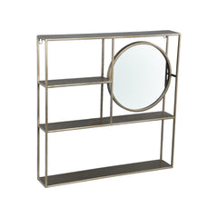 Sharina Gold iron wall rack with mirror