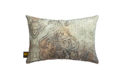 Sherdi Blue cotton velvet cushion antique print L